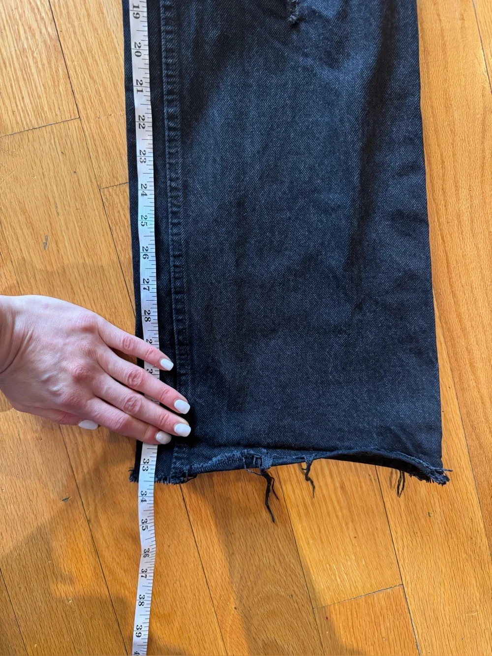 Zara washed black wide leg ripped jeans - Picture 7 of 9